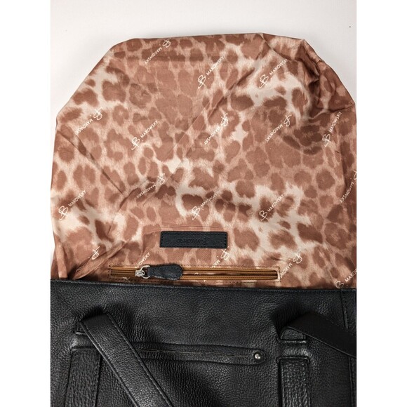 B. Makowsky Leather Handbag Black Large Interior and Exterior Pockets Snap - Picture 11 of 15